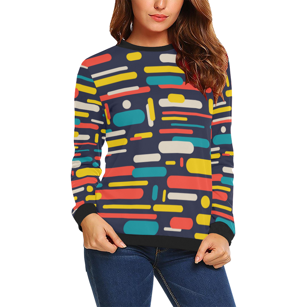 Colorful Rectangles All Over Print Crewneck Sweatshirt for Women (Model H18)