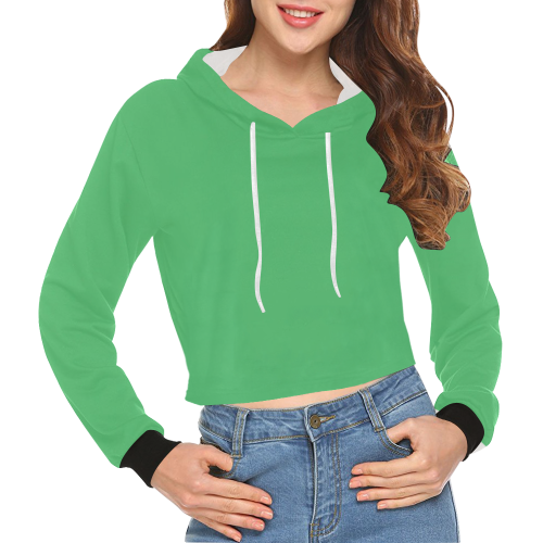 color Paris green All Over Print Crop Hoodie for Women (Model H22)