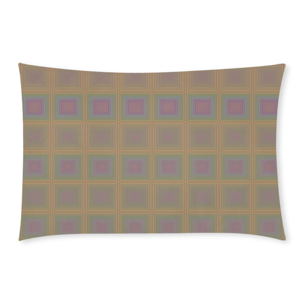 Violet brownish multicolored multiple squares 3-Piece Bedding Set