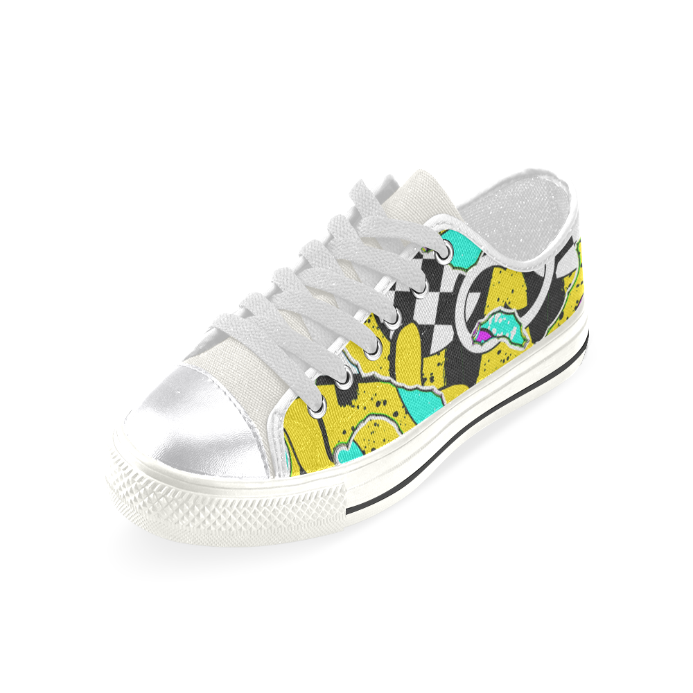 Shapes on a yellow background Women's Classic Canvas Shoes (Model 018)