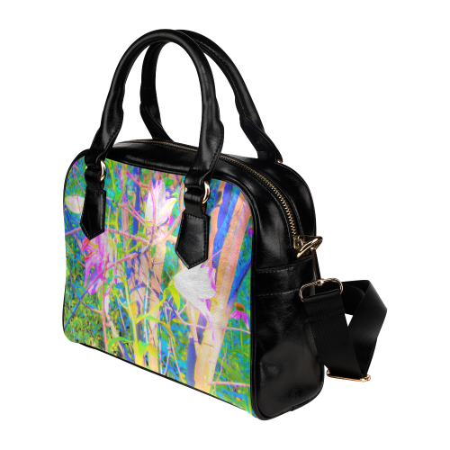 Abstract Oriental Lilies in My Garden Shoulder Handbag (Model 1634)