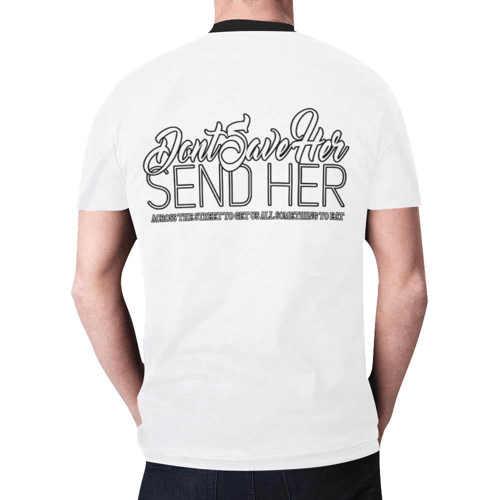 Send Her White/Black Collar New All Over Print T-shirt for Men (Model T45)