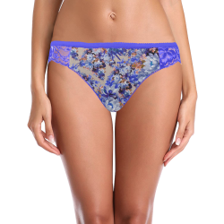 Blue And Tangerine Floral Blue Women's Lace Panty (Model L41)