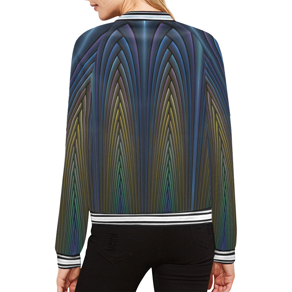 Art Deco Pattern All Over Print Bomber Jacket for Women (Model H21)