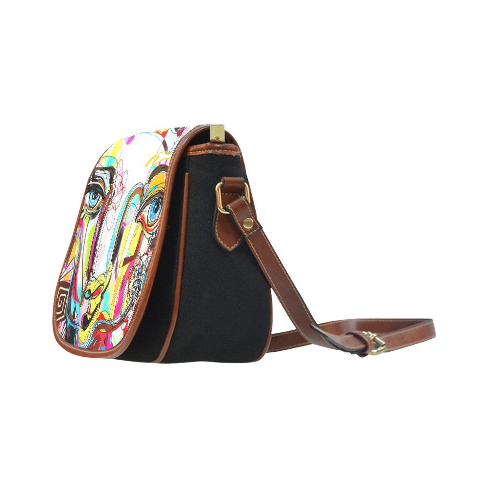 Graffiti Llama Saddle Bag/Small (Model 1649)(Flap Customization)