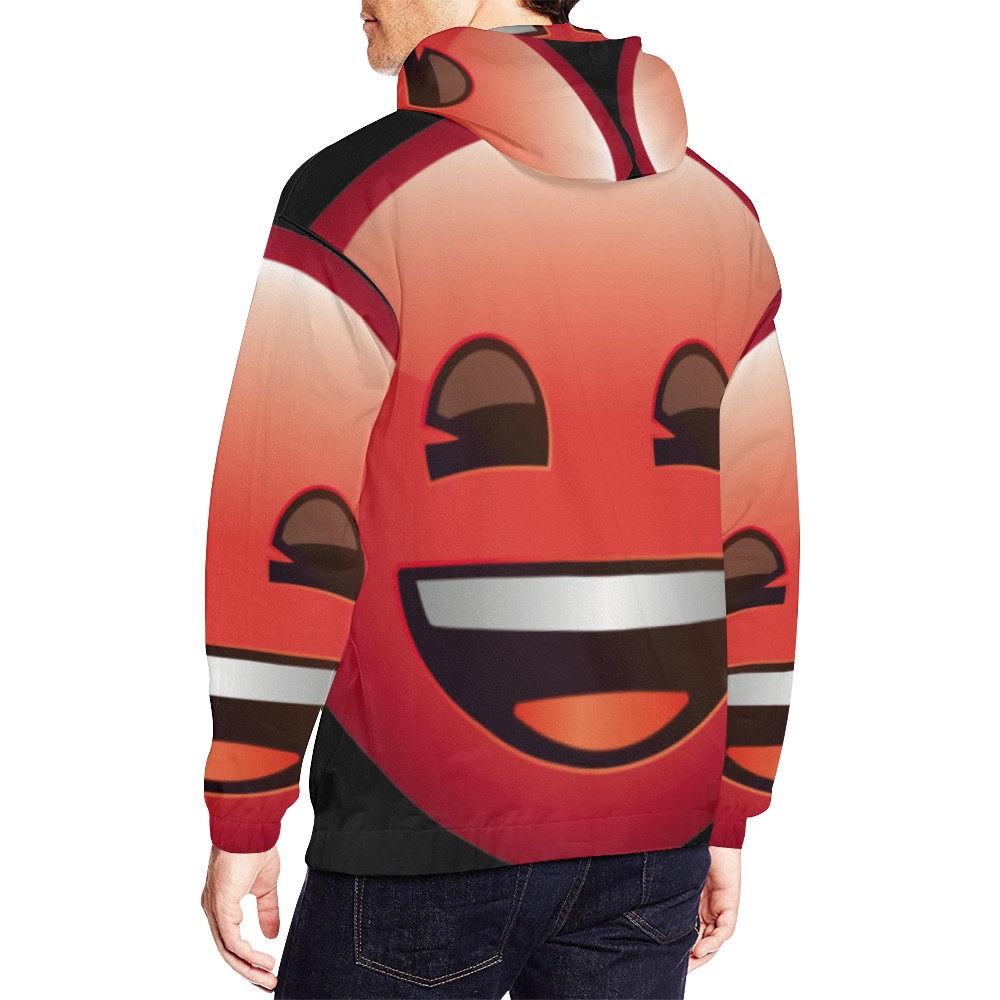 Red Smiley Face Emoji Rave All Over Print Hoodie for Men/Large Size (USA Size) (Model H13)