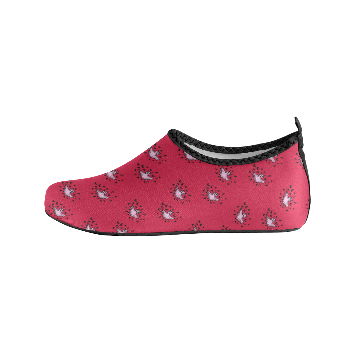 zodiac bat pink red Women's Slip-On Water Shoes (Model 056)