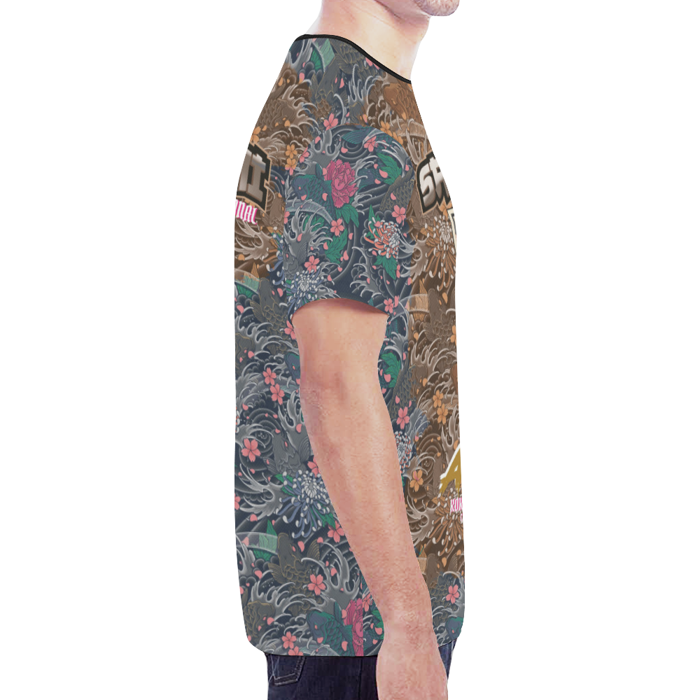 Samurái, Peces Koi, Sakura y flores. New All Over Print T-shirt for Men (Model T45)