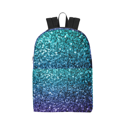 Beautiful Aqua blue Ombre glitter sparkles Unisex Classic Backpack (Model 1673)