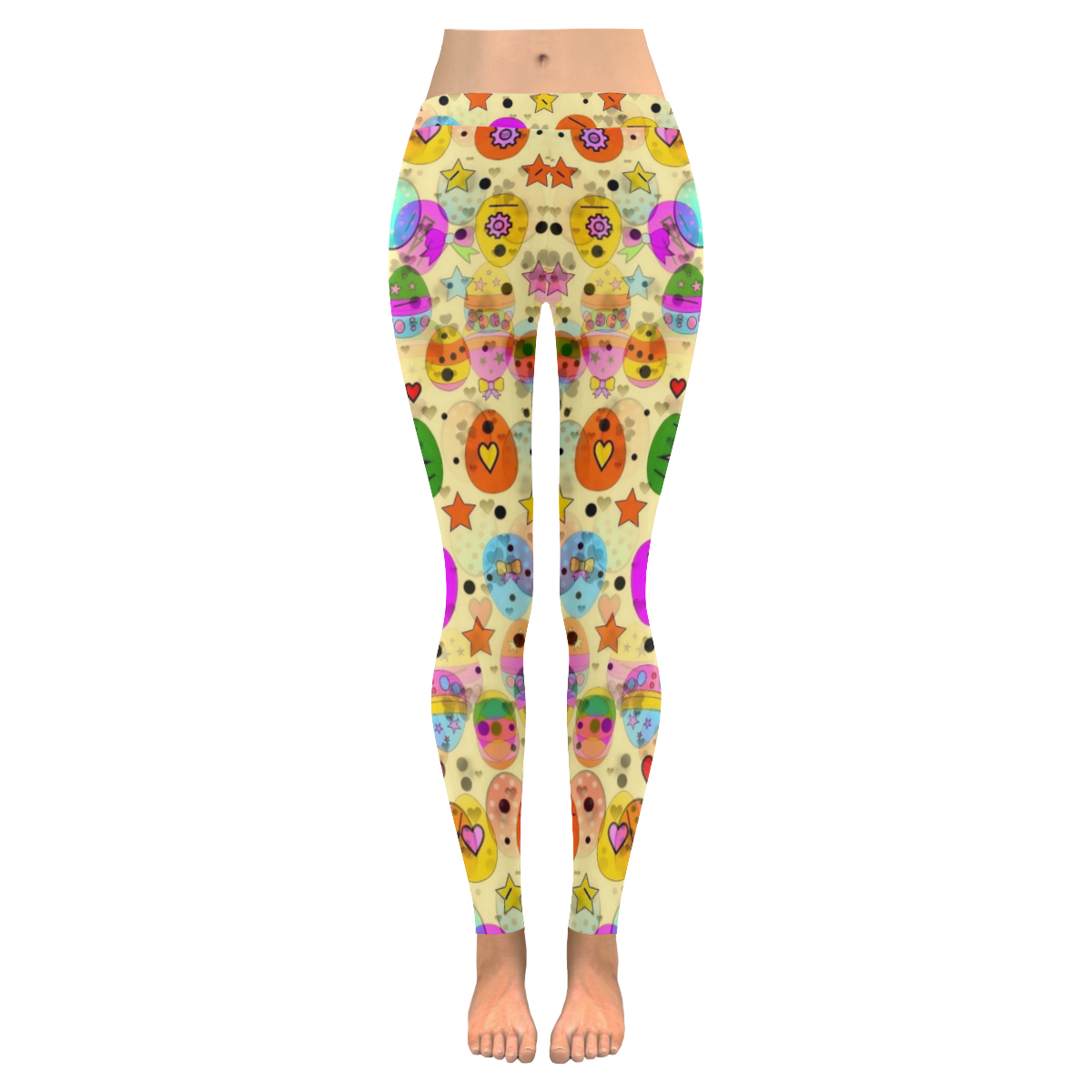 Egg Popart by Nico Bielow Women's Low Rise Leggings (Invisible Stitch) (Model L05)