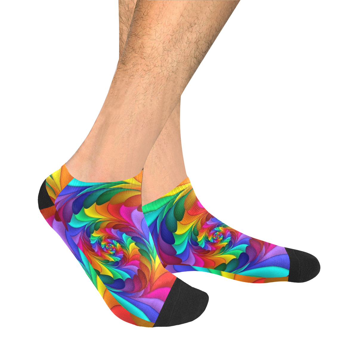 RAINBOW CANDY SWIRL Men's Ankle Socks