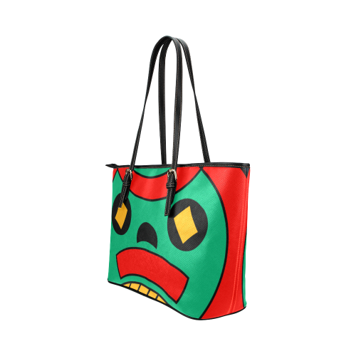 African Scary Tribal Leather Tote Bag/Small (Model 1651)