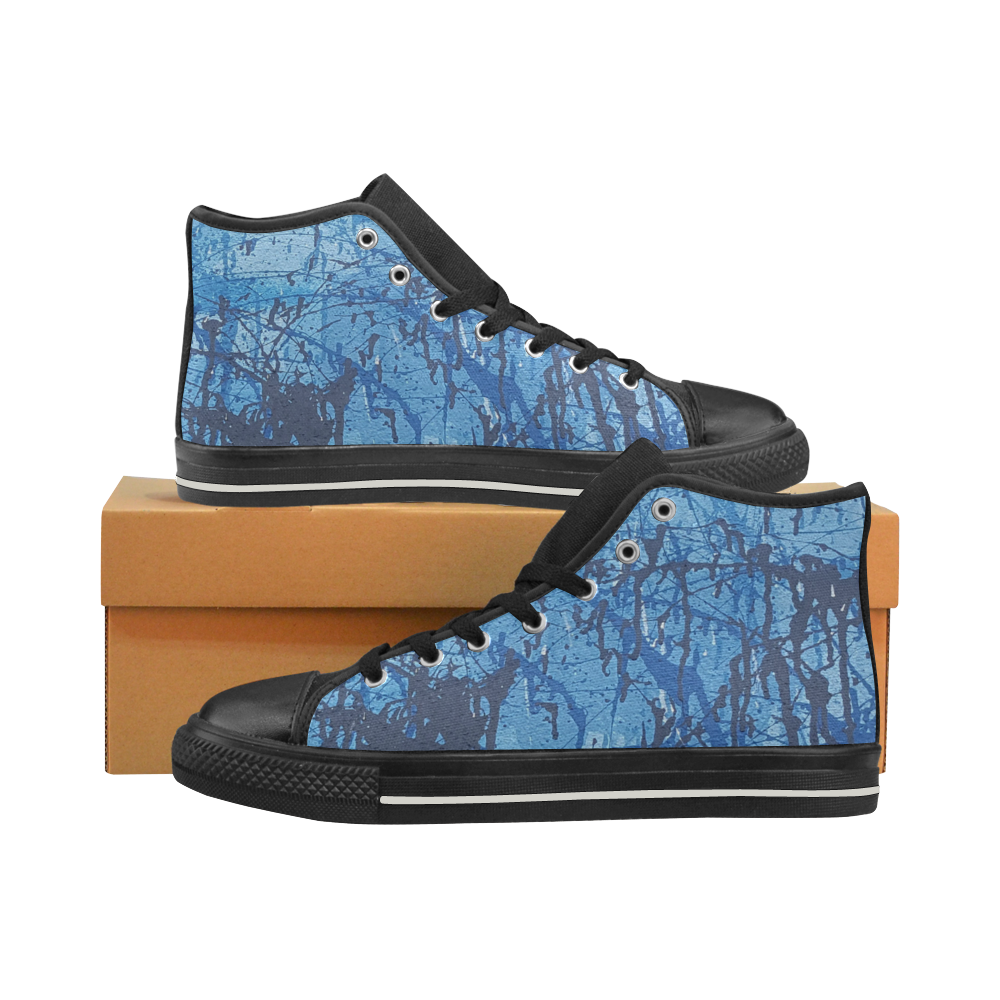 Blue splatters Men’s Classic High Top Canvas Shoes (Model 017)