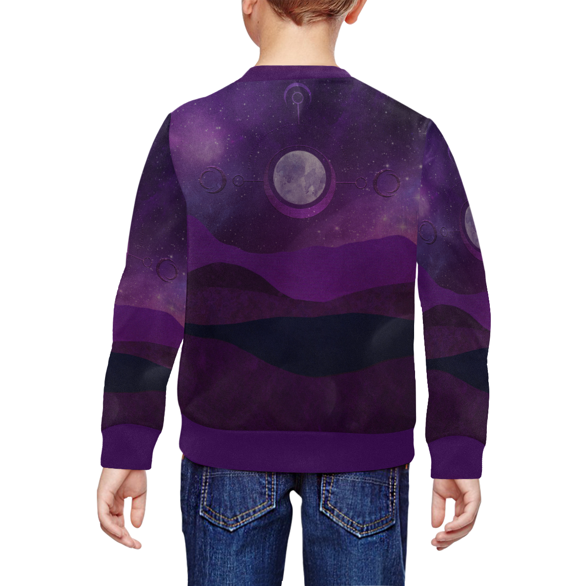 Purple Moon Night All Over Print Crewneck Sweatshirt for Kids (Model H29)