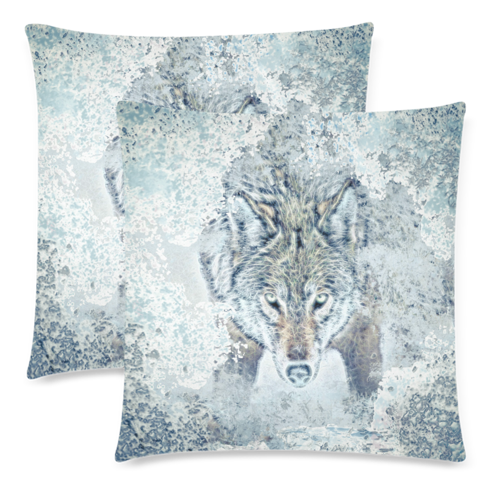 Snow Wolf Custom Zippered Pillow Cases 18"x 18" (Twin Sides) (Set of 2)