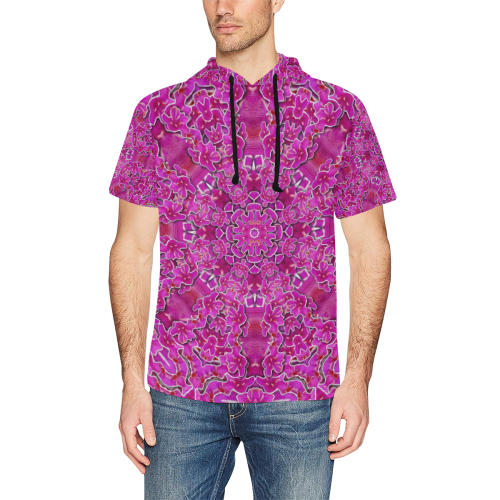 flowering and blooming to bring happiness All Over Print Short Sleeve Hoodie for Men (Model H32)