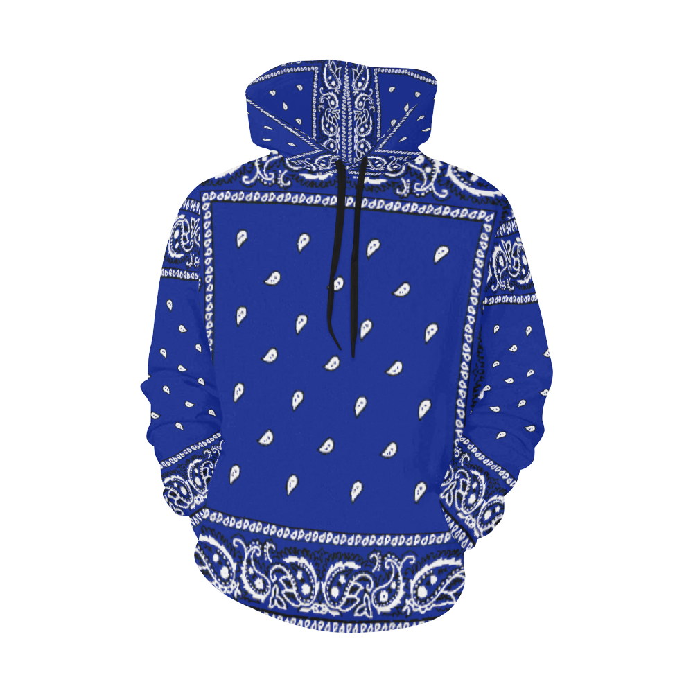 KERCHIEF PATTERN BLUE All Over Print Hoodie for Women (USA Size) (Model H13)