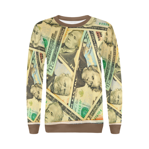 US DOLLARS All Over Print Crewneck Sweatshirt for Women (Model H18)