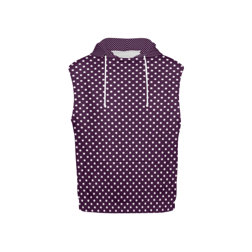 Burgundy polka dots All Over Print Sleeveless Hoodie for Kid (Model H15)