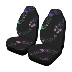 Rainbow Butterflies on Black Car Seat Covers (Set of 2)