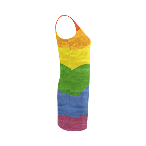 Gay Pride - Rainbow Flag Waves Stripes 3 Medea Vest Dress (Model D06)