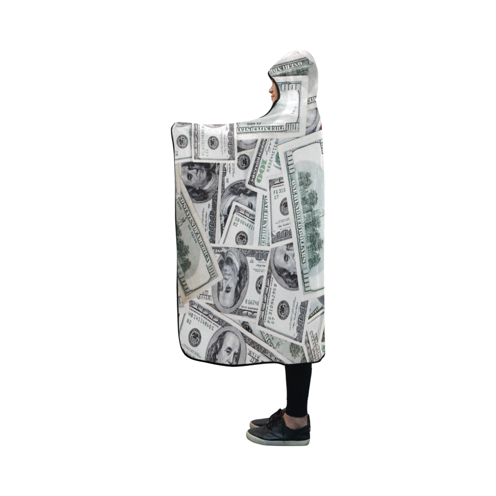 Cash Money / Hundred Dollar Bills Hooded Blanket 50''x40''