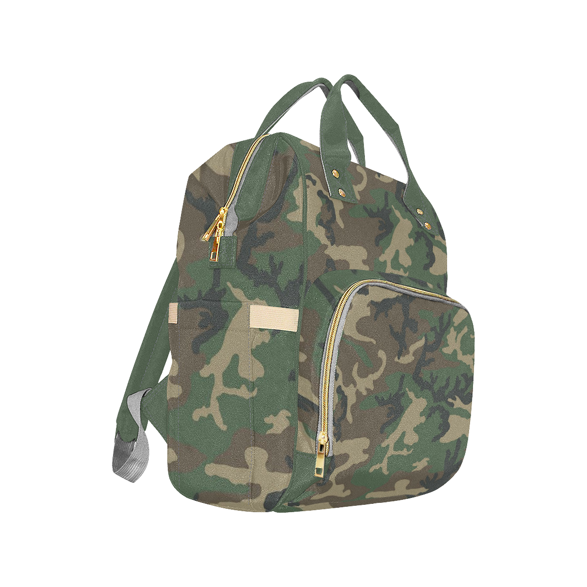 Green Army Camo Multi-Function Diaper Backpack/Diaper Bag (Model 1688)