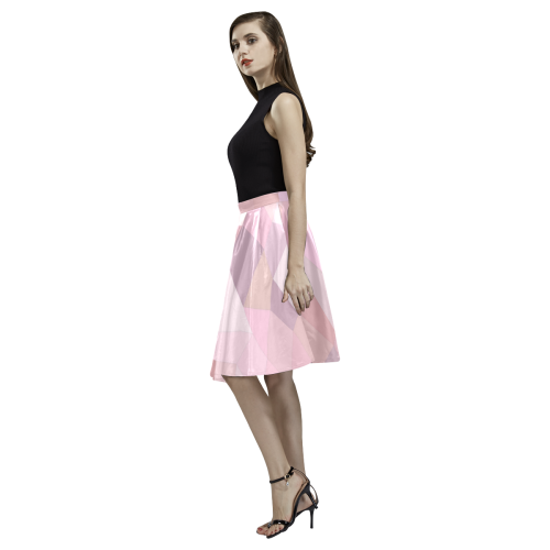 Pastel Pink Mosaic Melete Pleated Midi Skirt (Model D15)