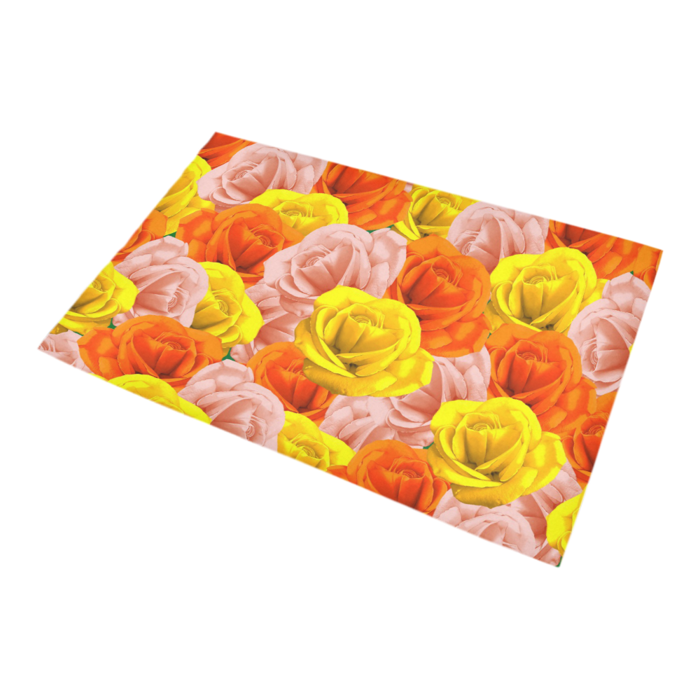 Roses Pastel Colors Floral Collage Bath Rug 20''x 32''