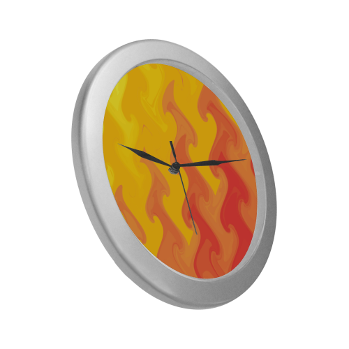 twin_flame Silver Color Wall Clock