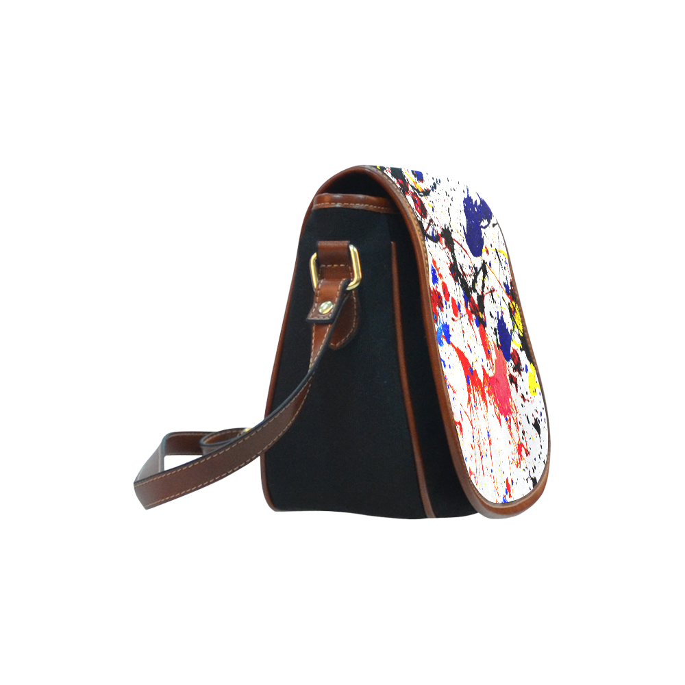 Blue & Red Paint Splatter Saddle Bag/Small (Model 1649)(Flap Customization)