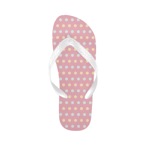 Colorful Dots On Pink Flip Flops for Men/Women (Model 040)