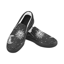 Mystic  Moon and Sun Women's Slip-on Canvas Shoes (Model 019)