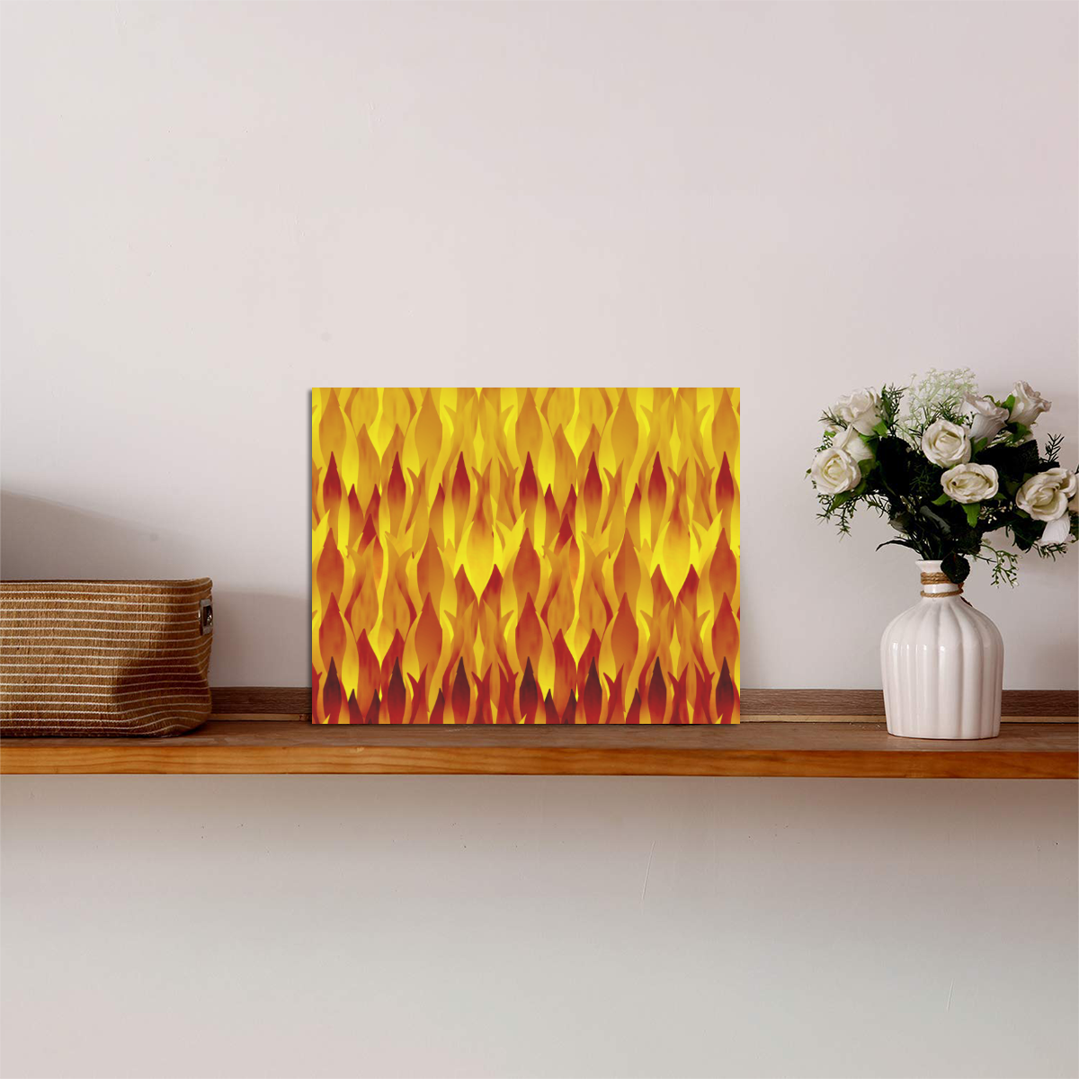 Hot Fire and Flames Illustration Photo Panel for Tabletop Display 8"x6"