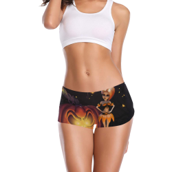 Halloween, girl with pumpkin Women's All Over Print Boyshort Panties (Model L31)