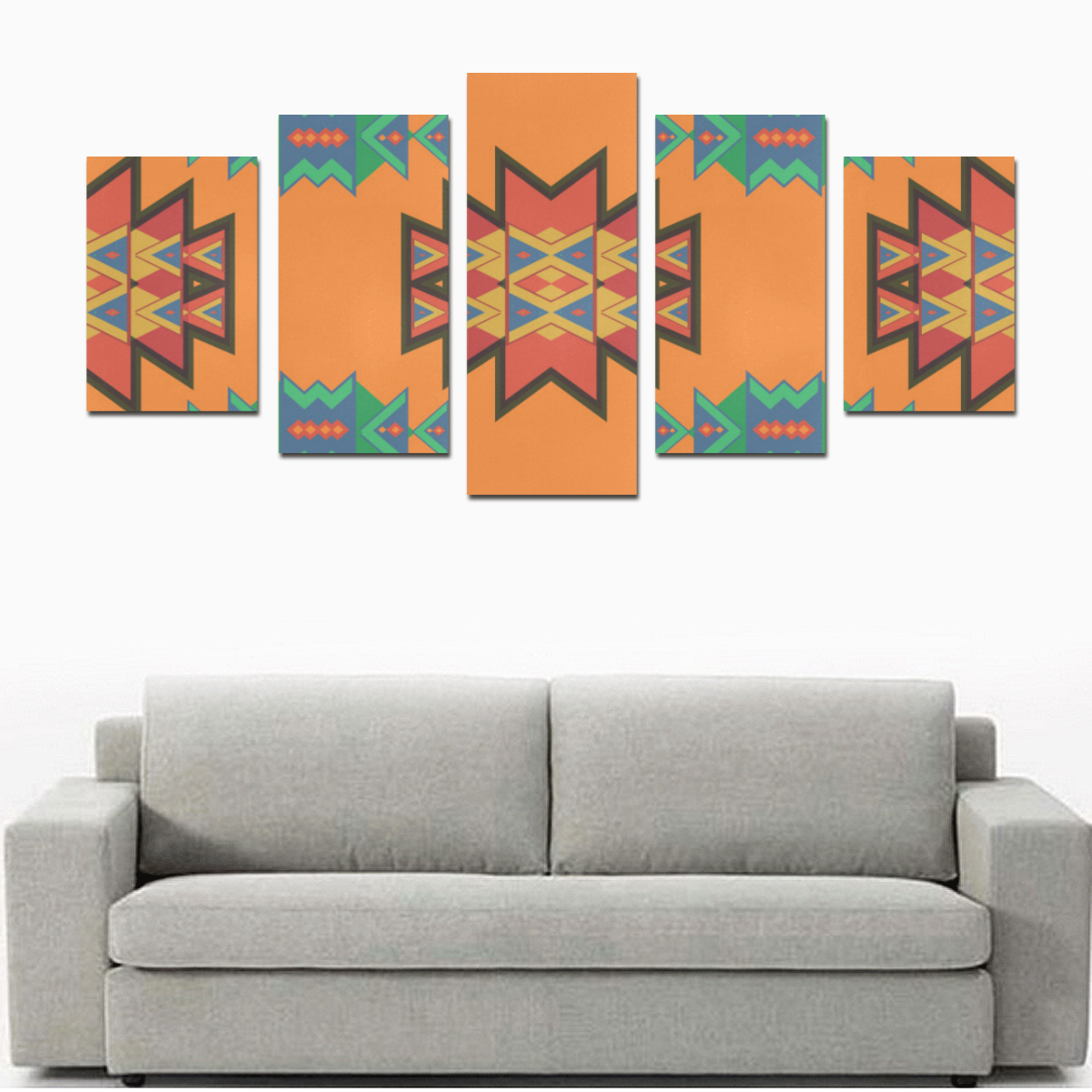 Misc shapes on an orange background Canvas Print Sets D (No Frame)
