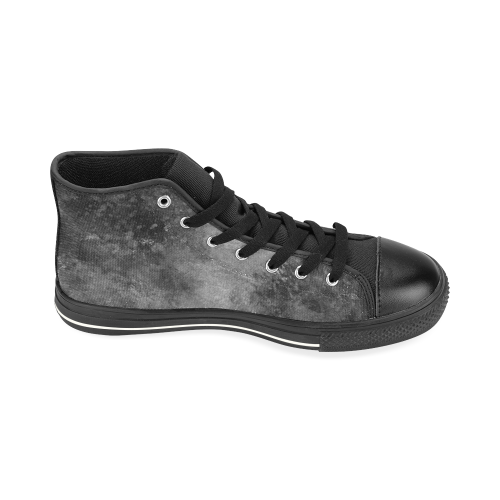 Black Grunge High Top Canvas Shoes for Kid (Model 017)
