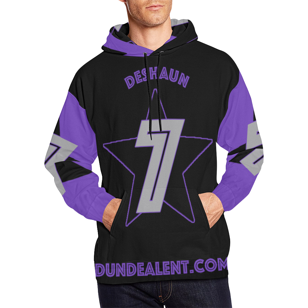 Deshaun Panthers Black/Purple All Over Print Hoodie for Men (USA Size) (Model H13)