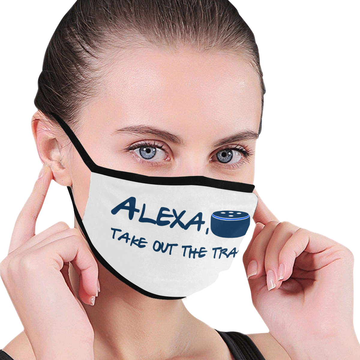 Humor Alexa take out the trash - blue on white Mouth Mask