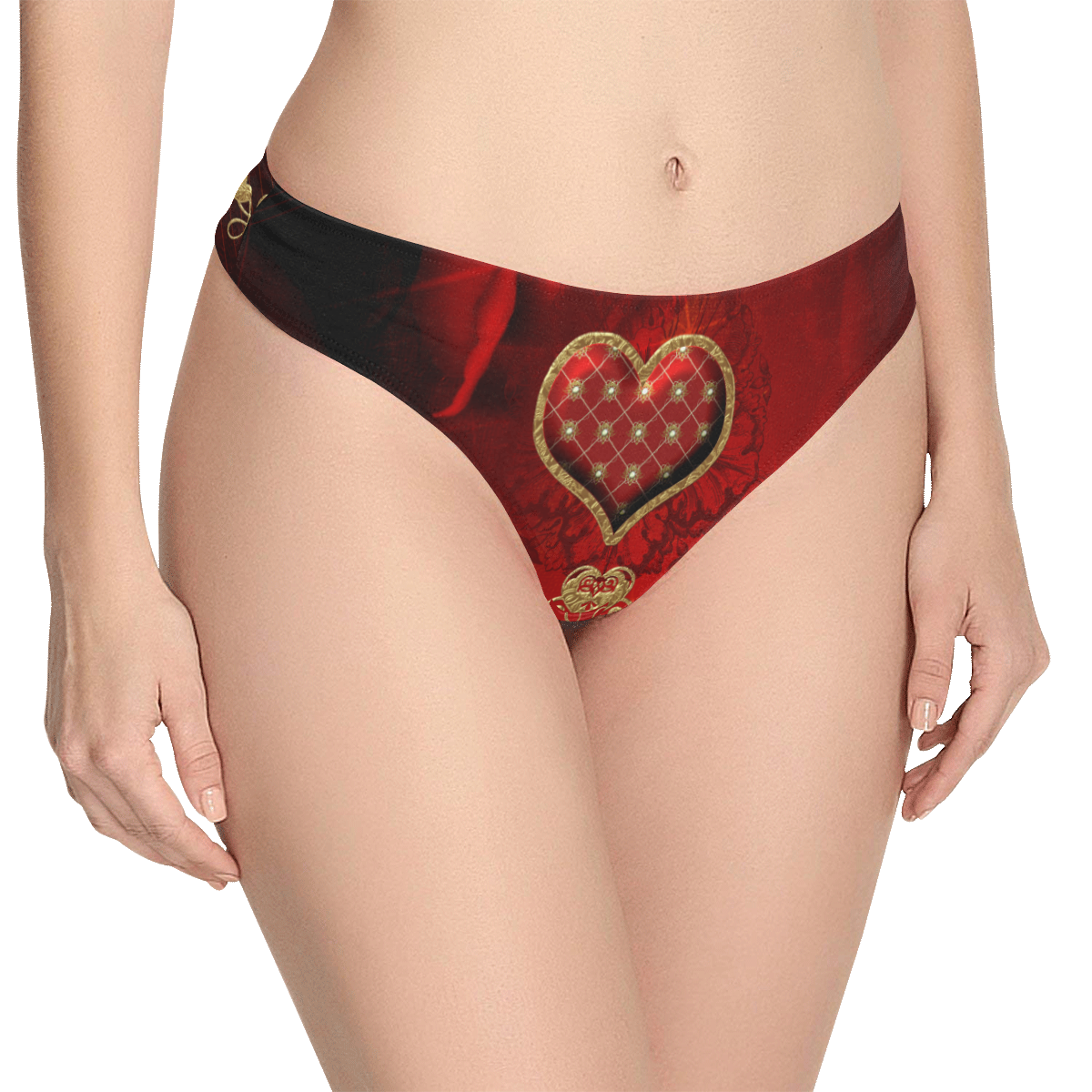 Wonderful decorative heart Women's All Over Print Thongs (Model L30)