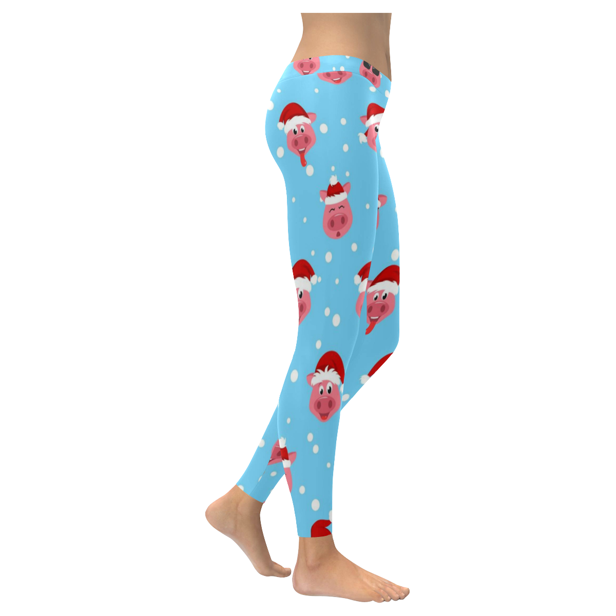 Funny Santa Piggy Women's Low Rise Leggings (Invisible Stitch) (Model L05)
