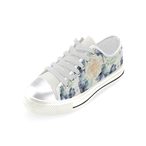 Romantic Flowers Shoes, Sweet Floral Women's Classic Canvas Shoes (Model 018)