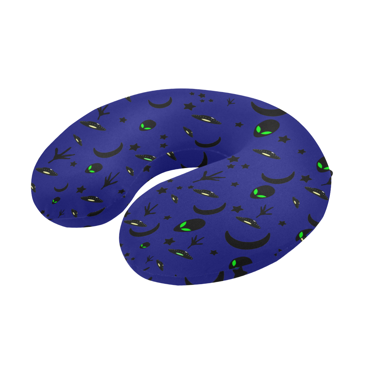 Alien Flying Saucers Stars Pattern U-Shape Travel Pillow