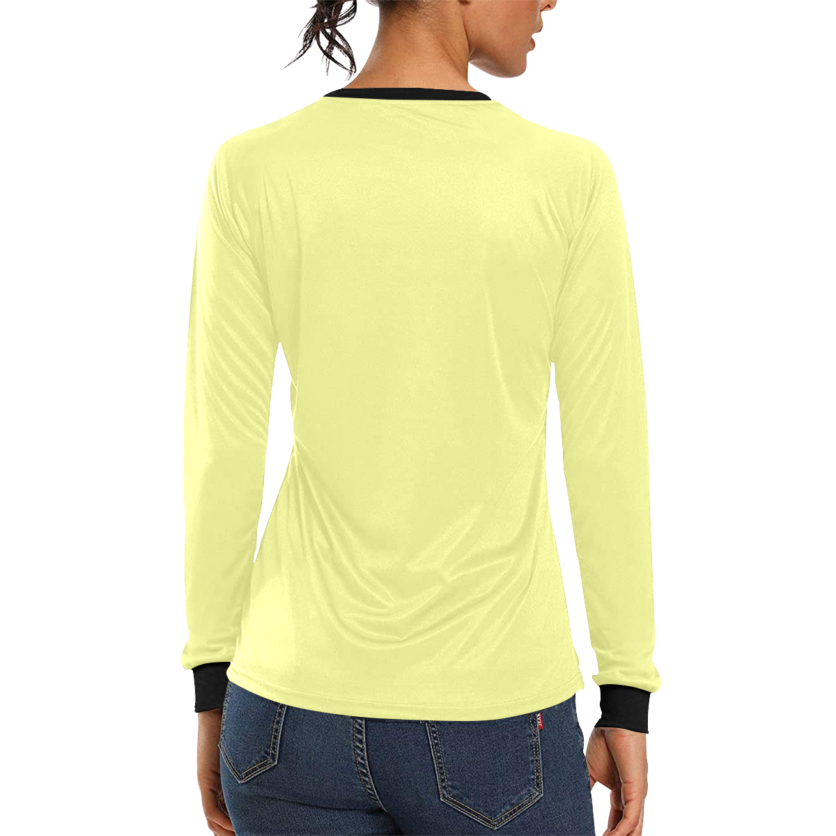 color canary yellow Women's All Over Print Long Sleeve T-shirt (Model T51)