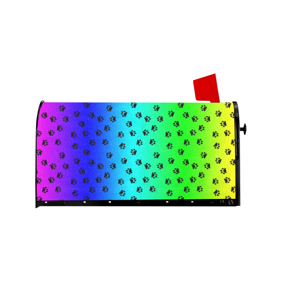 rainbow with black paws Mailbox Cover