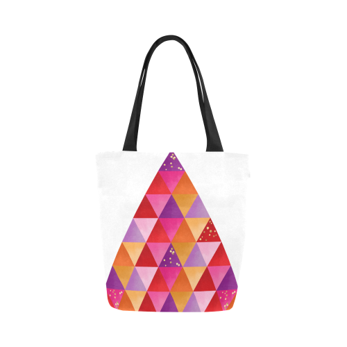 Triangle Pattern - Red Purple Pink Orange Yellow Canvas Tote Bag (Model 1657)