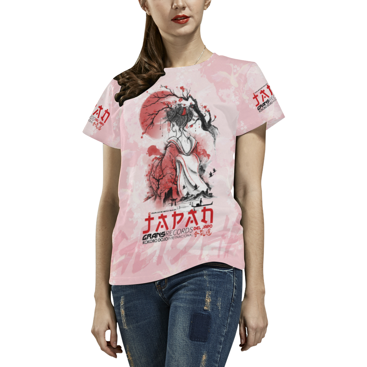 Geisha. All Over Print T-Shirt for Women (USA Size) (Model T40)