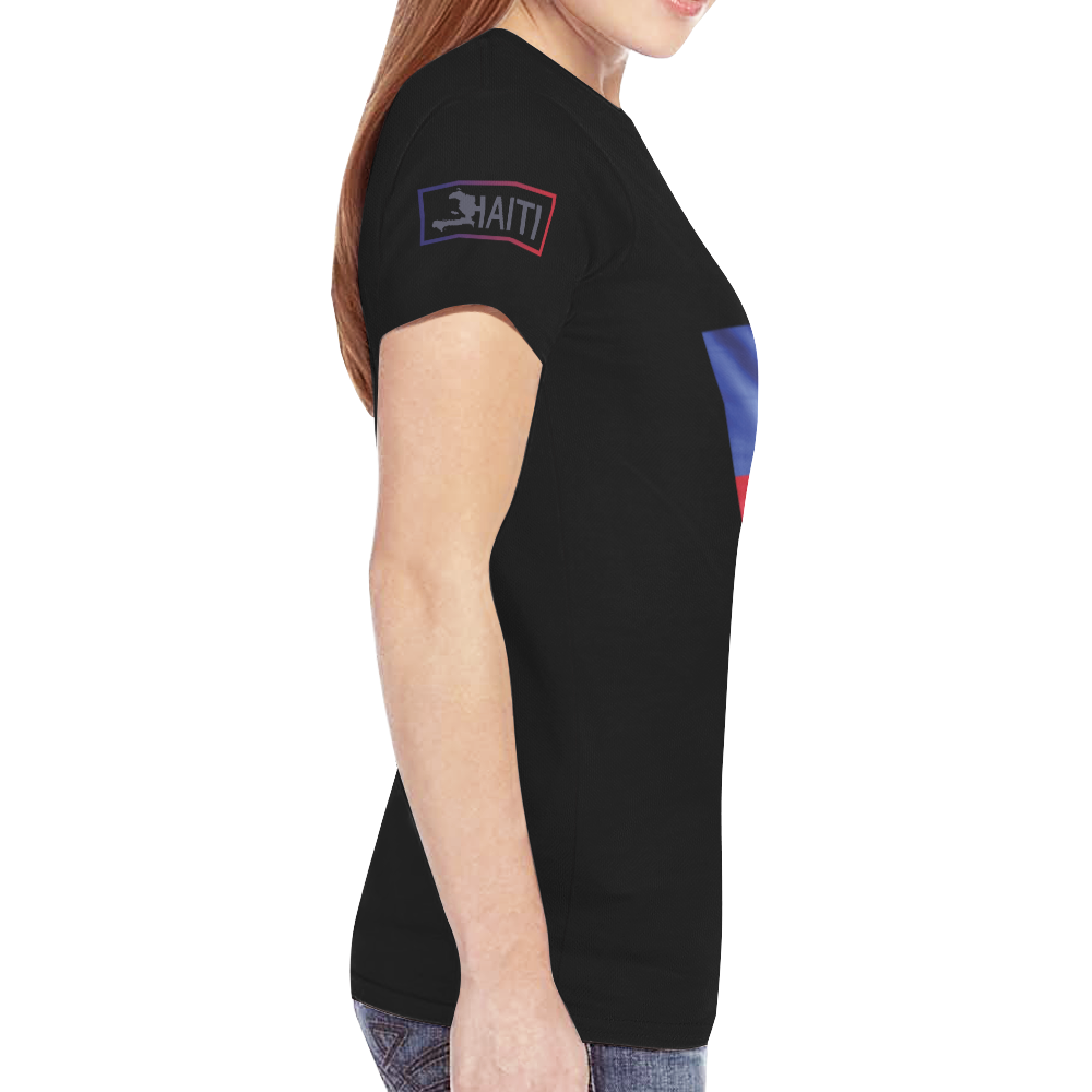 Haitian Flag Print T-shirt for Women (Black) New All Over Print T-shirt for Women (Model T45)