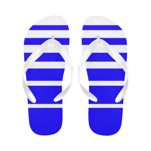 Blue and White Stripes Flip Flops for Men/Women (Model 040)