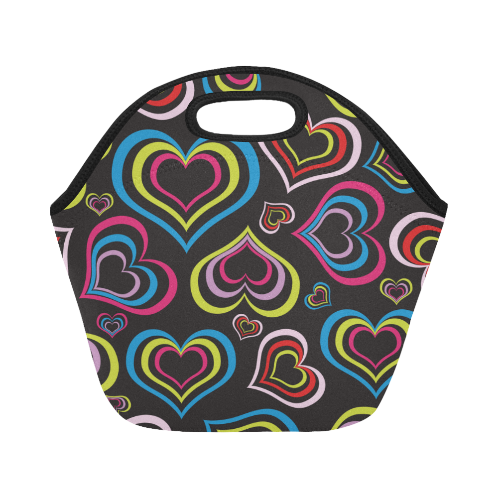 Multicolor Hearts Neoprene Lunch Bag/Small (Model 1669)